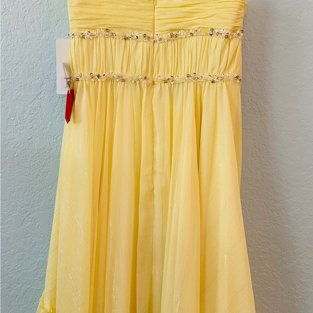 Mac Duggal Lemon Gown with Sparkling Accents - Picture 3 of 11